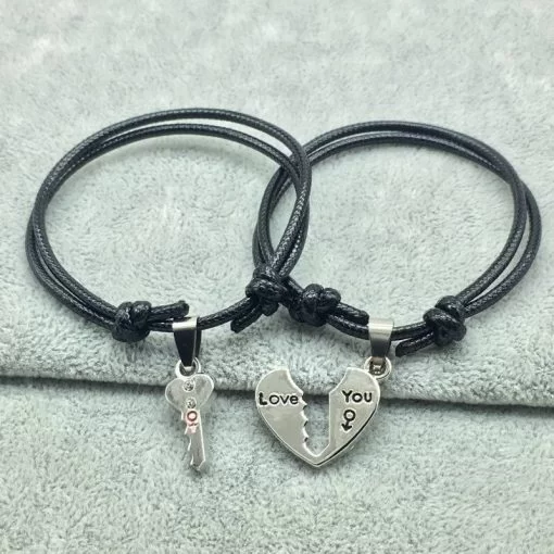 Lock and key bracelet for couples